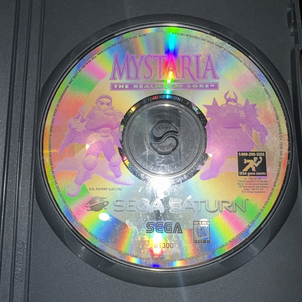 Mystaria: The Realms of Lore (Sega Saturn, 1995) Disc Only Rare Hard To Find